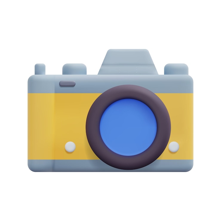 Vector vector de icono de cámara de fotos 3d aislado sobre fondo blanco concepto de viaje 3d estilo minimalista de dibujos animados diseño volumétrico para fotos creativas ilustración de procesamiento de vector de icono 3d