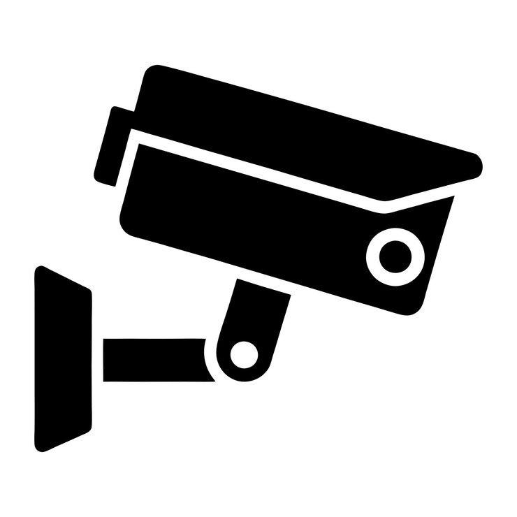 Vector de icono de cámara de seguridad en fondo blanco