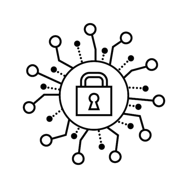 Vector de icono de candado de seguridad cibernética. Bloquear señal plana