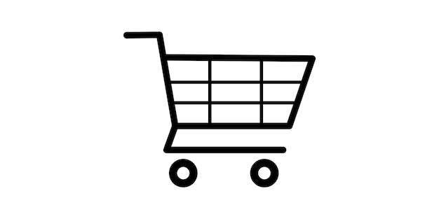 Vector de icono de carrito de compras. Comprar icono plano. Tienda en línea.