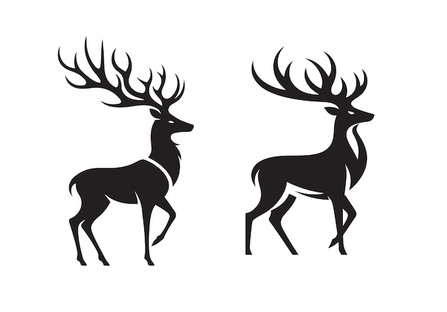 Vector de icono de ciervo Silueta de ciervo aislada en fondo blanco Ilustración vectorial