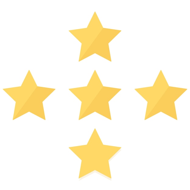 Vector de icono de cinco estrellas aislado en fondo blanco