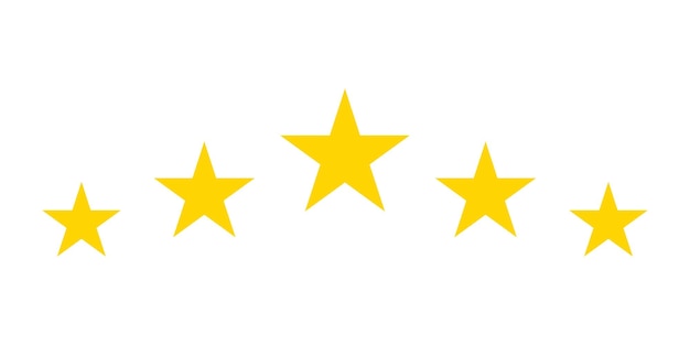 Vector de icono de cinco estrellas doradas. Calidad premium. Revisión de calificación.
