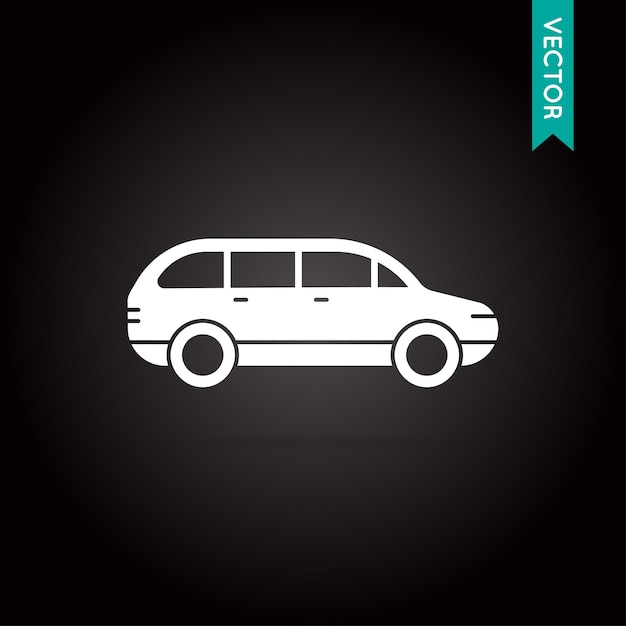 Vector icono de coche blanco sobre negro