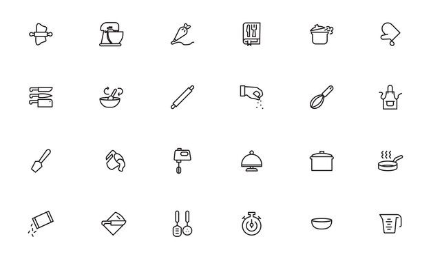 vector de icono de cocina conjunto simple