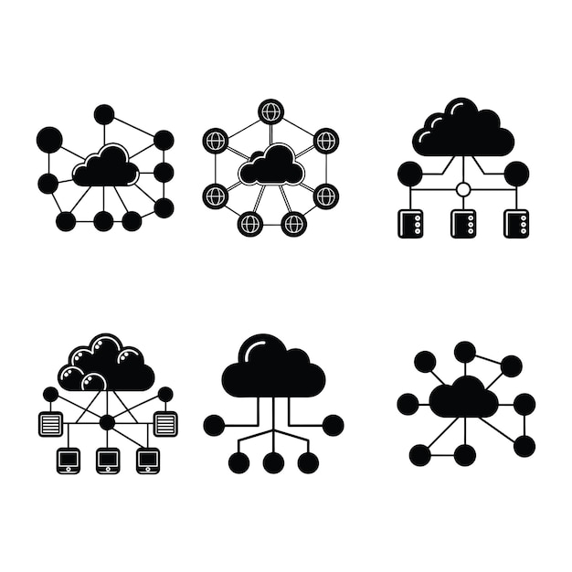 Vector de icono de conexión de red de computación en la nube