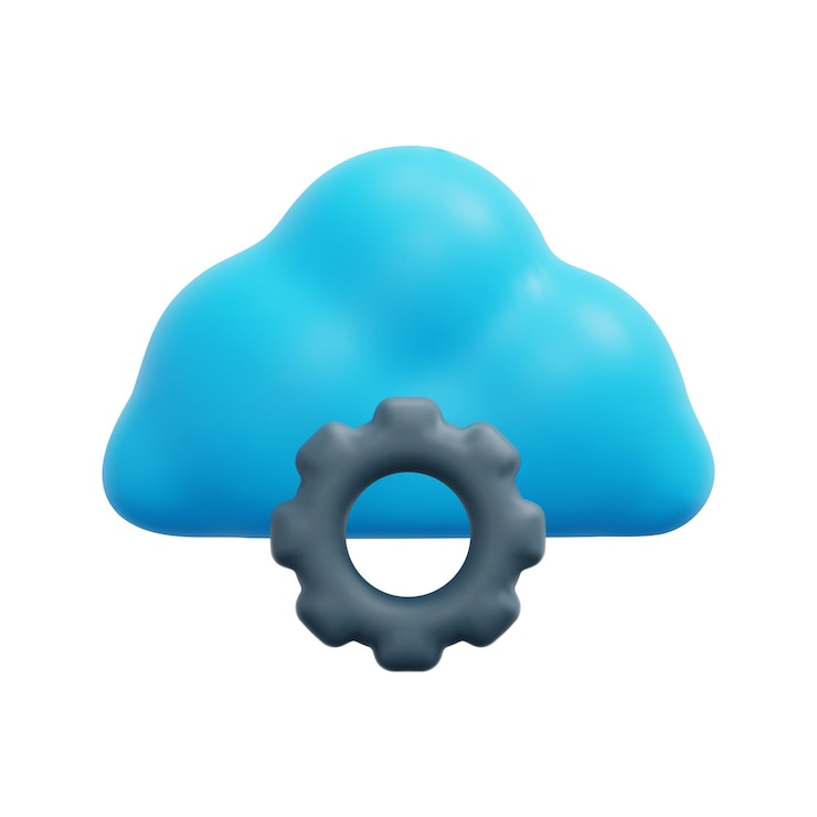 Vector vector de icono de configuración de nube 3d aislado sobre fondo blanco concepto de tecnología de nube 3d seguridad de la tecnología almacenamiento de datos estilo minimalista de dibujos animados icono de nube 3d vector render ilustración