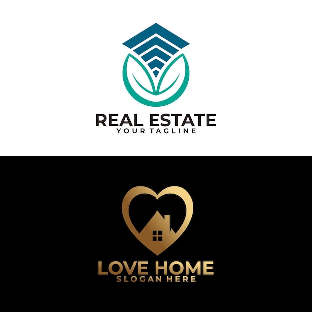 Vector de icono de conjunto de logotipo de bienes raíces