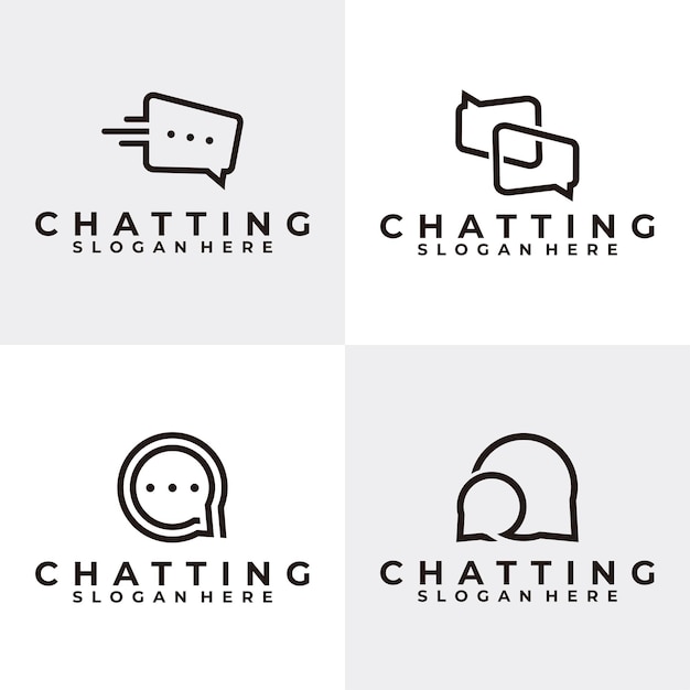 Vector vector de icono de conjunto de logotipo de chat