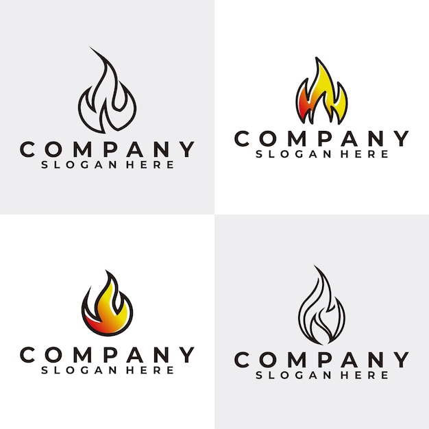 Vector de icono de conjunto de logotipo de fuego
