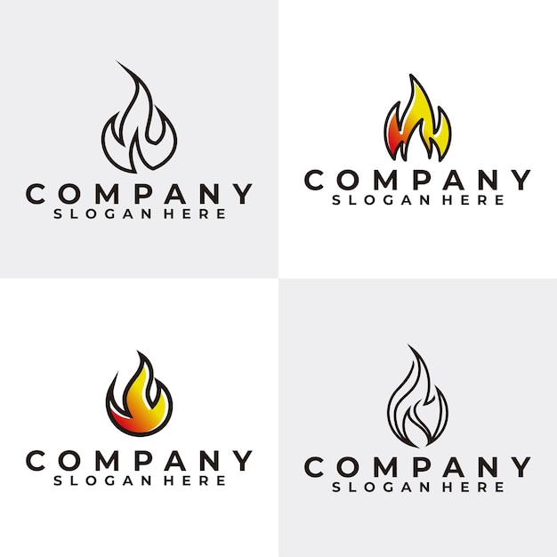 Vector vector de icono de conjunto de logotipo de fuego