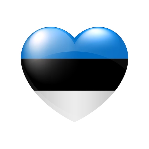 Vector icono de corazón de bandera de Estonia Estonia emblema brillante aislado país símbolo de amor eps10