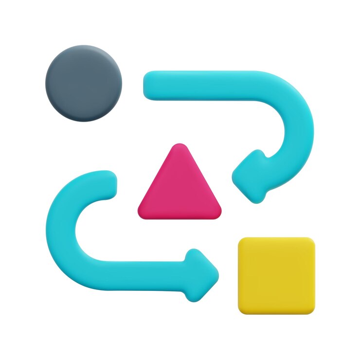 Vector vector de icono de dependencia 3d aislado sobre fondo blanco concepto de negocio y tecnología ágil 3d estilo minimalista de dibujos animados icono de flechas 3d ilustración de renderizado vectorial