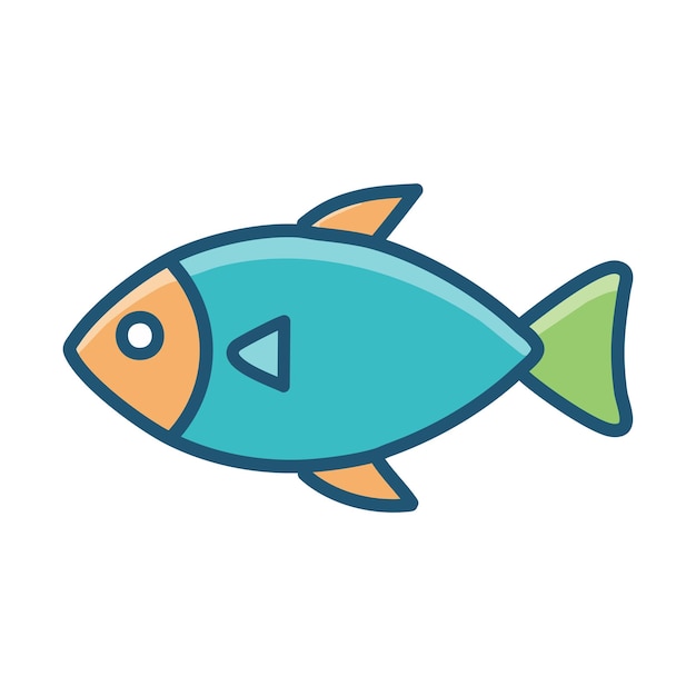 Vector de icono de dibujos animados de peces aislado en fondo blanco para su diseño de aplicaciones web y móviles Concepto de logotipo de peces