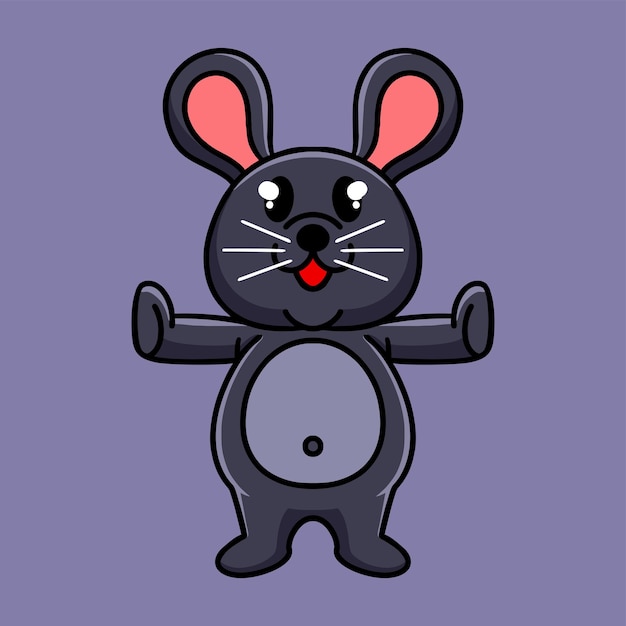 vector de icono de dibujos animados de rata negra