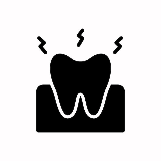 Vector del icono del diente sensible Símbolo de sensibilidad de los dientes dentales orales sólido negro plano