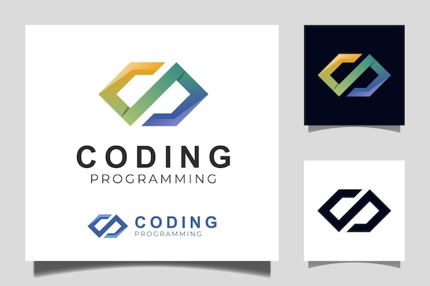 Vector vector de icono de diseño degradado de plantilla de logotipo de código para codificación y programación de diseño de logotipo