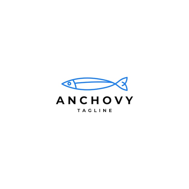 Vector de icono de diseño de logotipo de anchoa