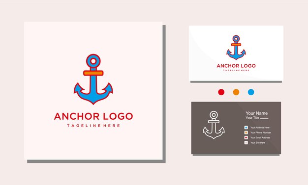 Vector de icono de diseño de logotipo de ancla de barco