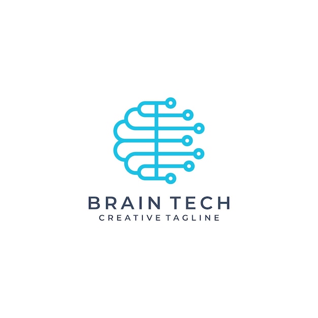 Vector de icono de diseño de logotipo brain tech