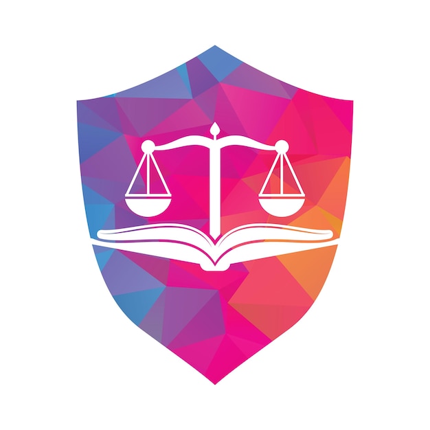 Vector de icono de diseño de logotipo de bufete de abogados de libro Vector de diseño de plantilla de logotipo de educación de derecho