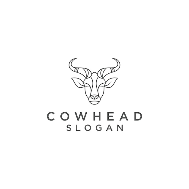 Vector de icono de diseño de logotipo de cabeza de vaca