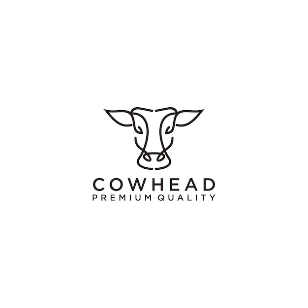 Vector de icono de diseño de logotipo de cabeza de vaca