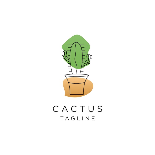 Vector de icono de diseño de logotipo de cactus