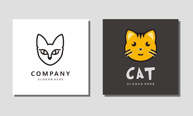 Vector de icono de diseño de logotipo de cara minimalista de cabeza de gato