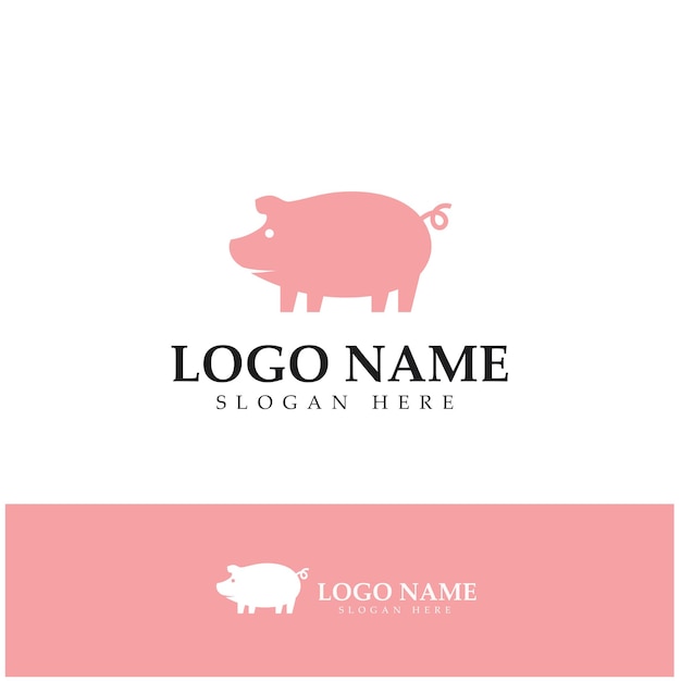 Vector de icono de diseño de logotipo de cerdo