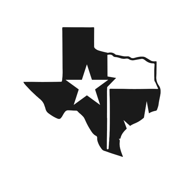 Vector de icono de diseño de logotipo de estrella de Texas abstract mapa de Texas con bandera