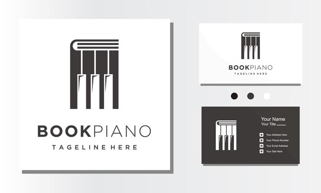 Vector de icono de diseño de logotipo de libro de música de teclado de piano