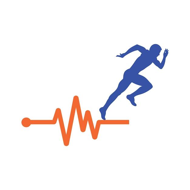 Vector de icono de diseño de logotipo de maratón de pulso. Diseño de logotipo de cuidado de la salud corporal.