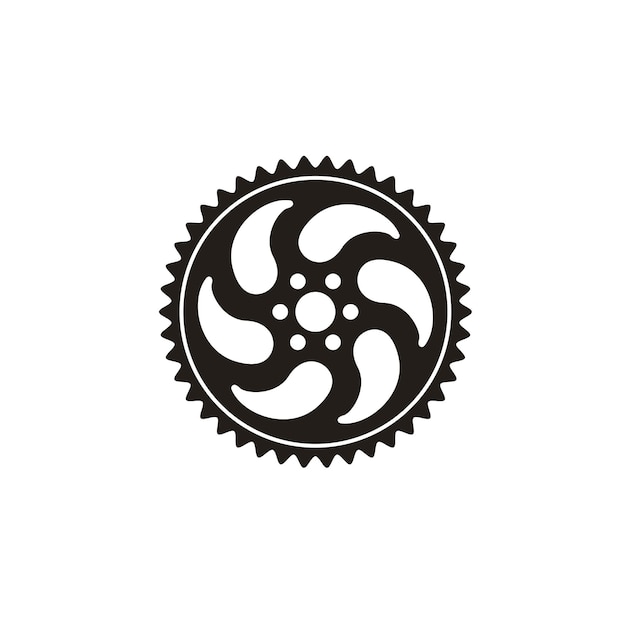 Vector de icono de engranaje de bicicleta blanco y negro