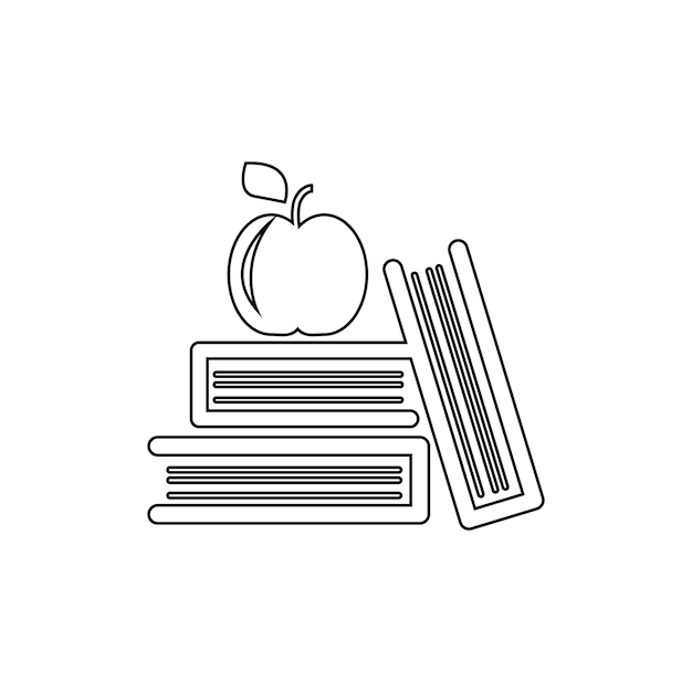 vector de icono de escuela de libros con manzana