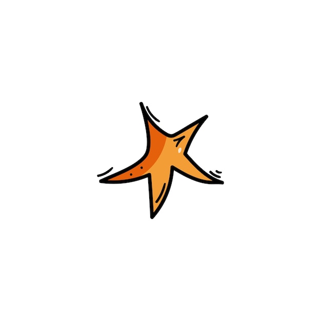 Vector de icono de estrella de garabato en estilo de dibujos animados Estrella naranja dibujada a mano Diseño favorito plano de moda Logotipo de aplicación móvil de pictograma de sitio web de estrella