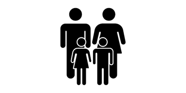 Vector icono familiar. Mamá, papá, hijo e hija.