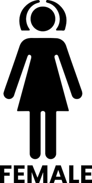 Vector de icono femenino de palo mínimo de color negro silueta de fondo blanco 10