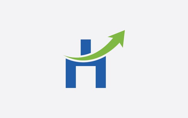 Vector del ícono de la flecha de crecimiento de la letra H