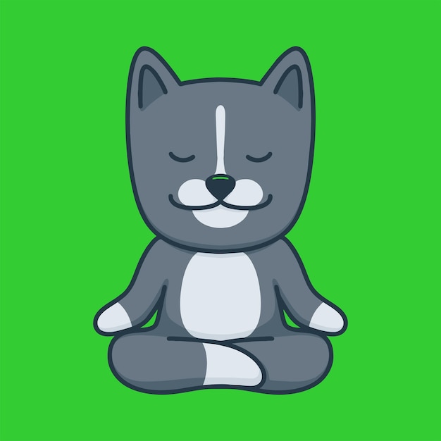 Vector de icono de gato de yoga, concepto de naturaleza animal, estilo de dibujos animados planos