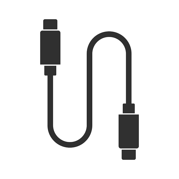 Vector de icono de glifo del cable de carga de datos USB