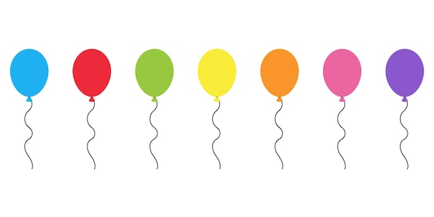 Vector icono de globos. Bolas de colores estilo plano conjunto aislado sobre fondo blanco - vector de stock. eps1