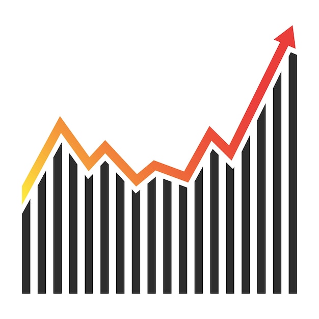 Vector de icono de gráfico de crecimiento Diseño de vector de signo de crecimiento