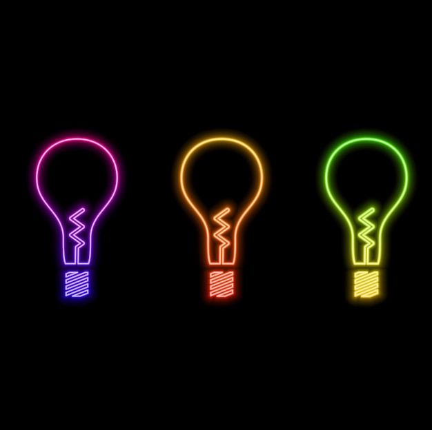 Vector de icono de lámpara mejor icono plano estilo neón