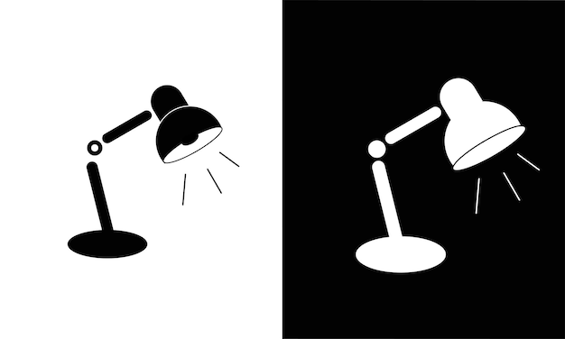 Vector de icono de lámpara de mesa Silueta de lámpara de mesa Lámpara de estudio Vector de icono de útiles escolares Volver a s