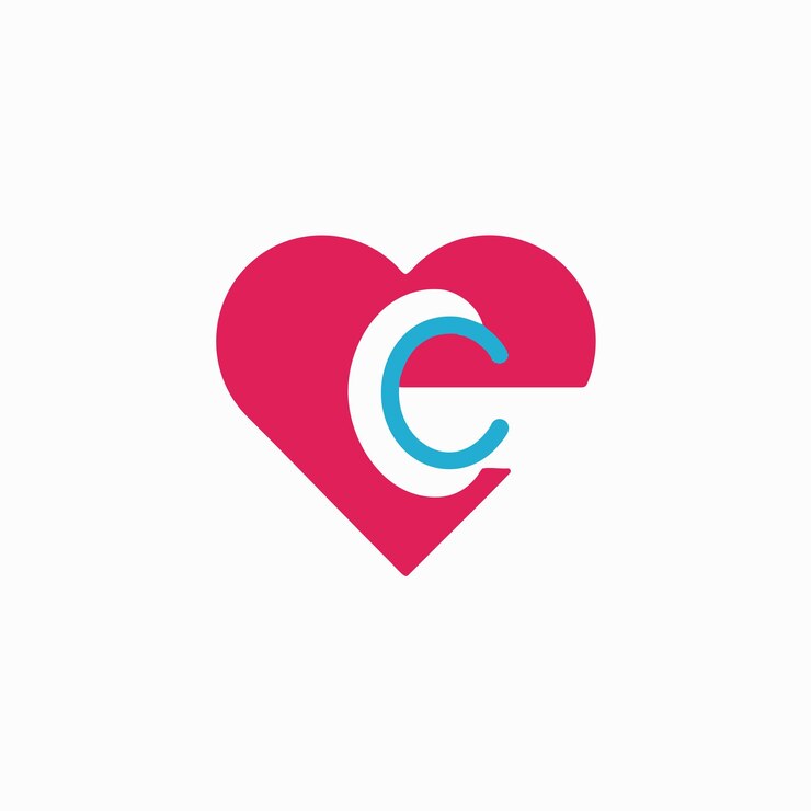 Vector vector del icono de la letra c y el corazón del logotipo