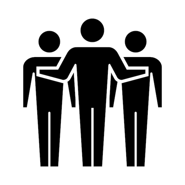 Vector de icono de liderazgo grupo de personas y símbolo de líder en ilustración de pictograma de glifo