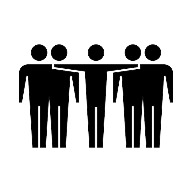 Vector de icono de liderazgo grupo de personas y símbolo de líder en ilustración de pictograma de glifo
