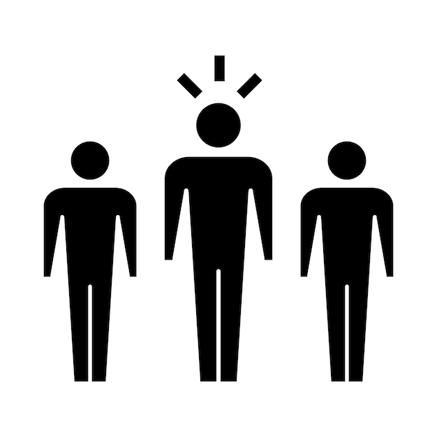 Vector de icono de liderazgo grupo de personas y símbolo de líder en ilustración de pictograma de glifo