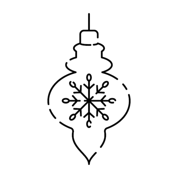 Vector de icono de línea de bola de Navidad Feliz año nuevo y vacaciones Árbol de Navidad juguetes o bola Decoración